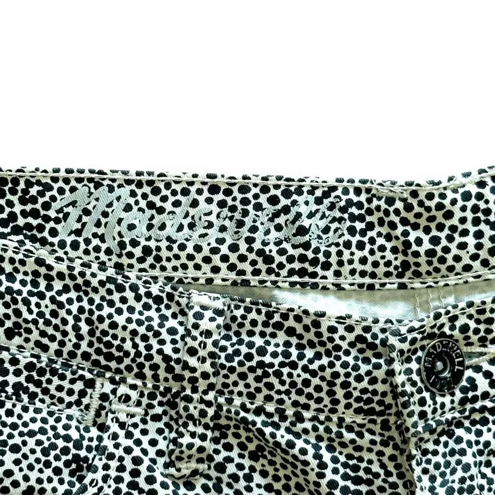 MADEWELL Safari Dotted Print Pants Mid Rise Ankle Stretch Slim White Black